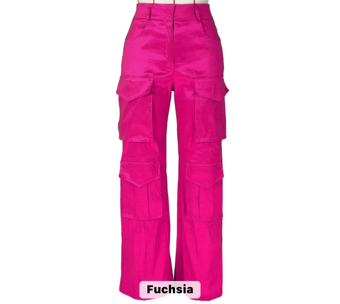 Rich Girl Cargo Pants (Fuchsia)
