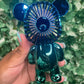 Metallic Teddy Bear Fan (Blue/Teal)