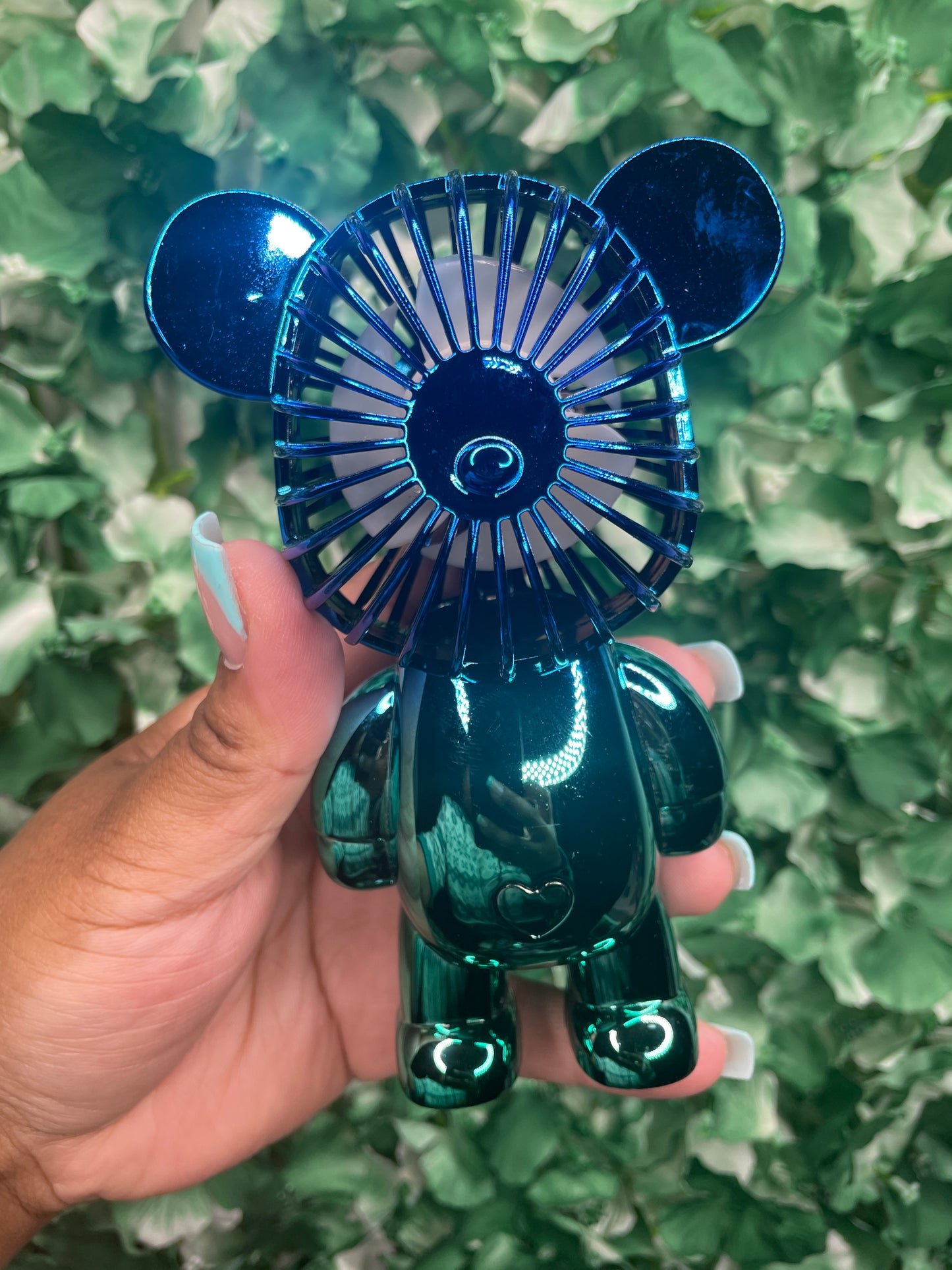 Metallic Teddy Bear Fan (Blue/Teal)