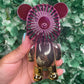 Metallic Teddy Bear Fan (Pink/Gold)