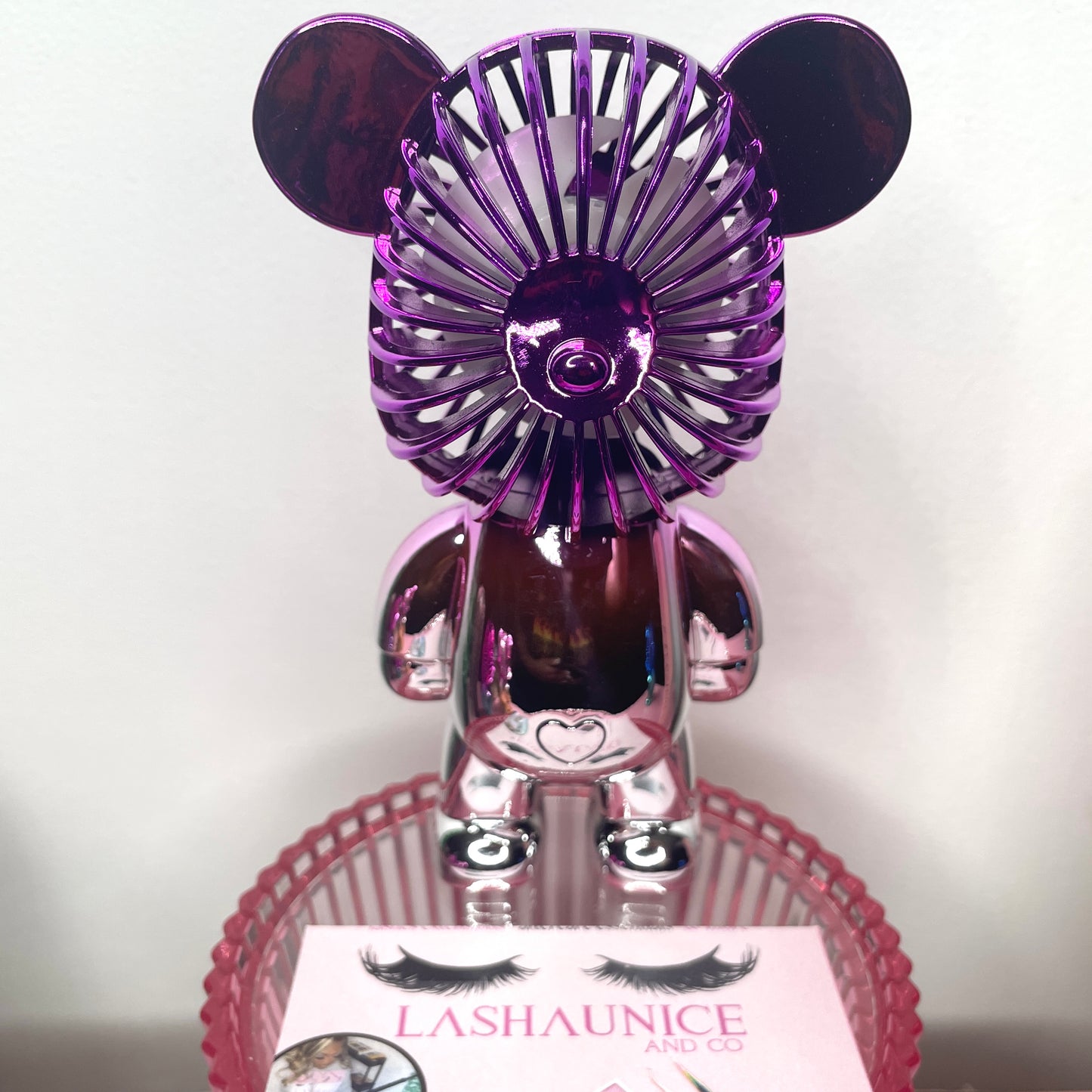 Metallic Teddy Bear Fan (Purple/Silver