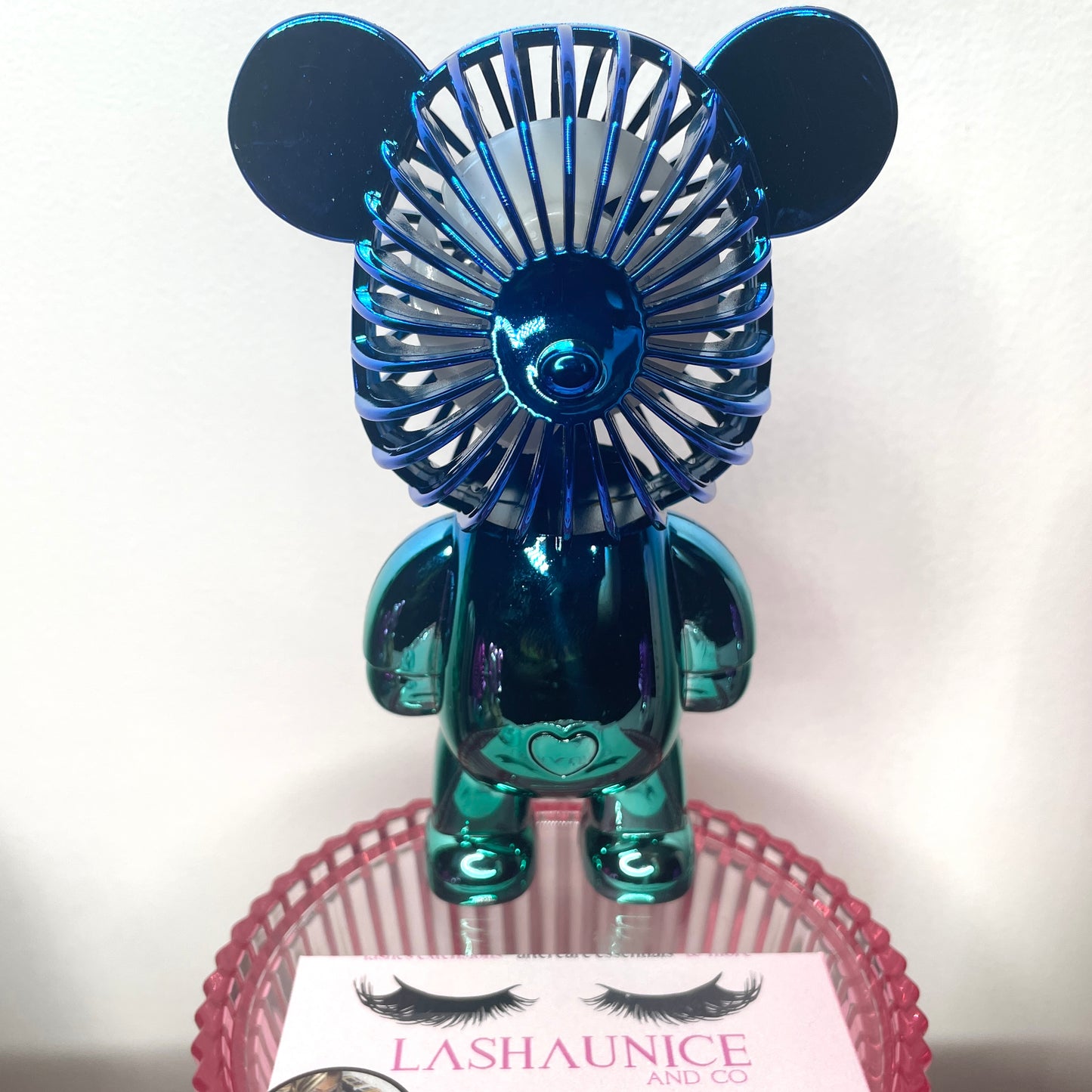 Metallic Teddy Bear Fan (Blue/Teal)